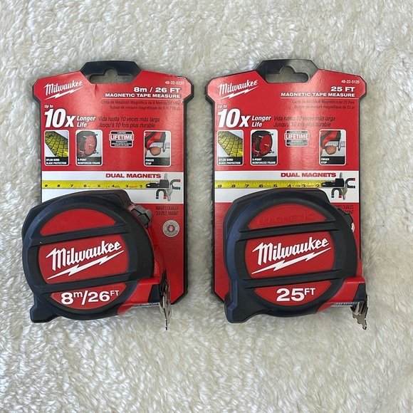 Milwaukee 25 FT.+ 8 M/26 ft. Magnetic Tape Measure Set - Picture 4 of 9